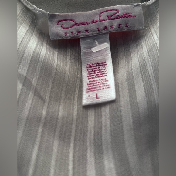 Oscar de la Renta Size L  White  Chiffon Sheer Robe Lingerie, Pink Label… - Picture 2 of 3